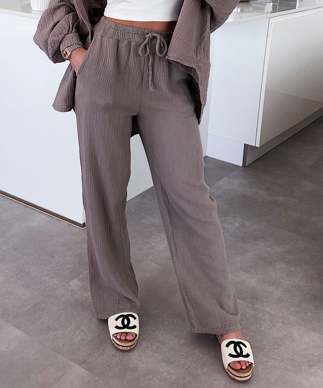 Musselin Set Gabriela Taupe Ladypolitan ♡
