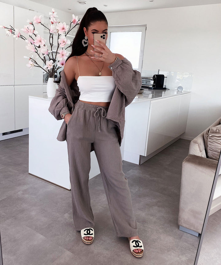 Musselin Set Gabriela Taupe Ladypolitan ♡