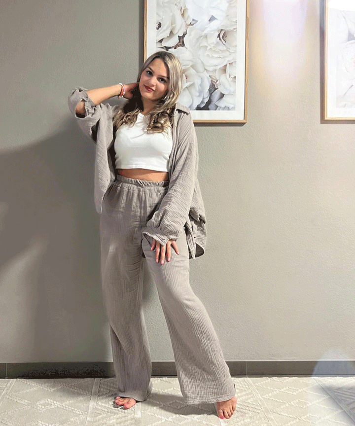 Musselin Set Gabriela Taupe Ladypolitan ♡