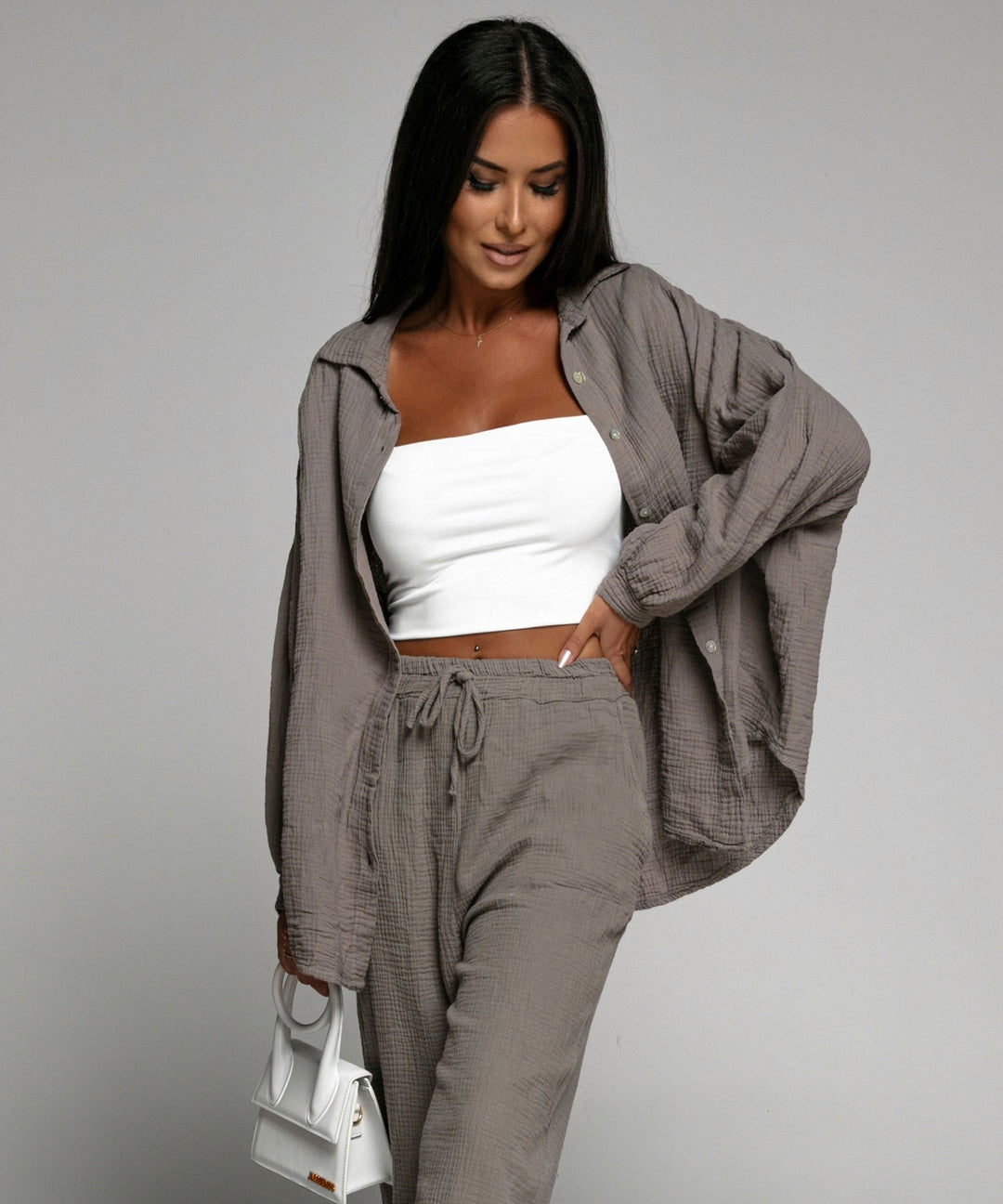 Musselin Set Gabriela Taupe Ladypolitan ♡