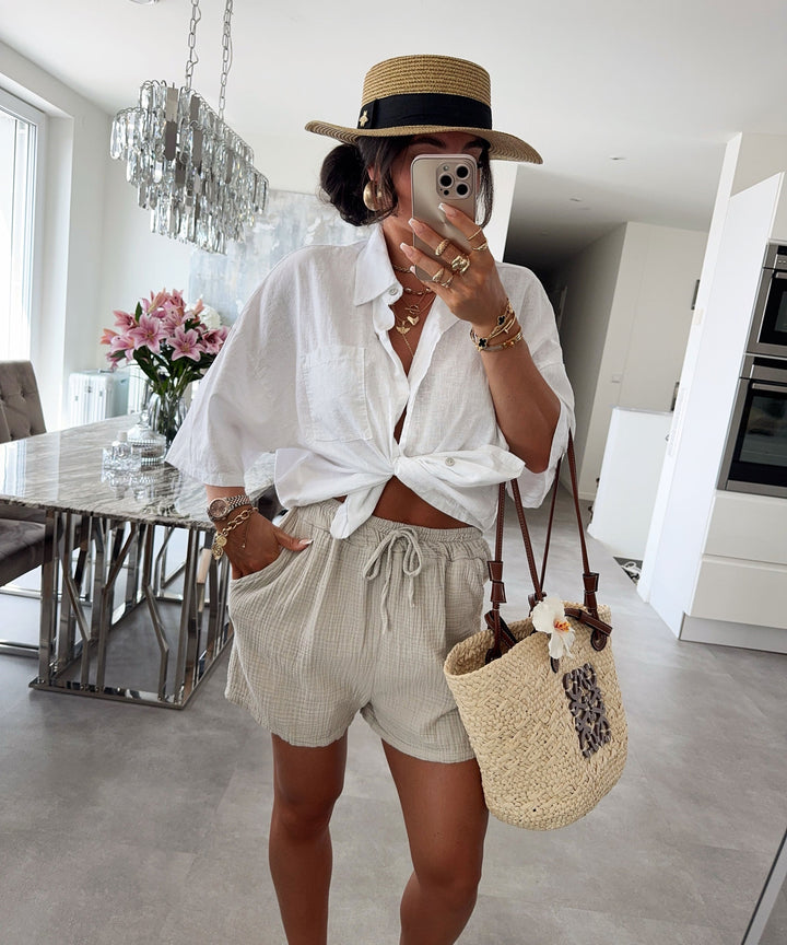 Musselin Shorts Beige Ladypolitan ♡