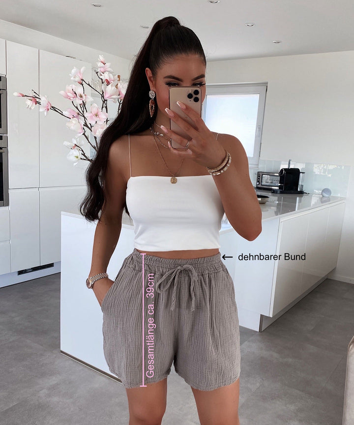 Musselin Shorts Taupe