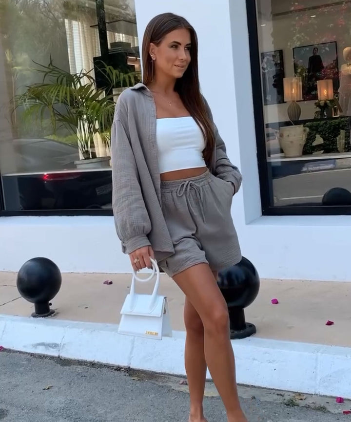 Musselin Shorts Taupe