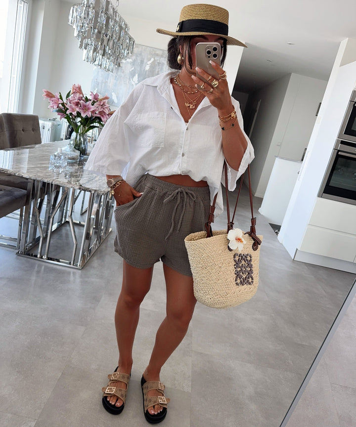 Musselin Shorts Taupe