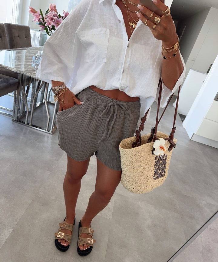 Musselin Shorts Taupe