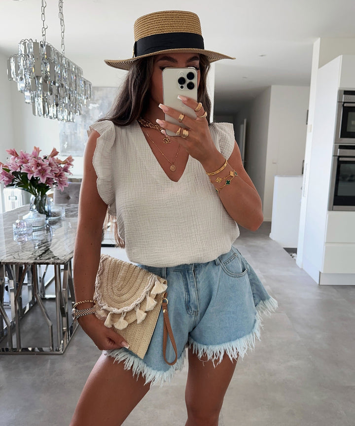 Musselin Top Lidia Beige