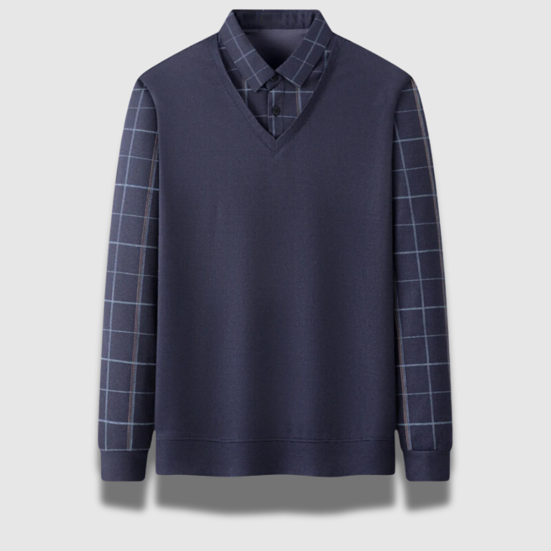 Maglione Uomo in Lana con Camicia Quadri Regular Fit
