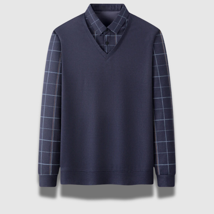 Maglione Uomo in Lana con Camicia Quadri Regular Fit