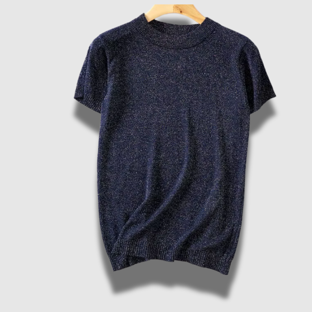 Maglione Donna Leggero Manica Corta Tessuto Lucido