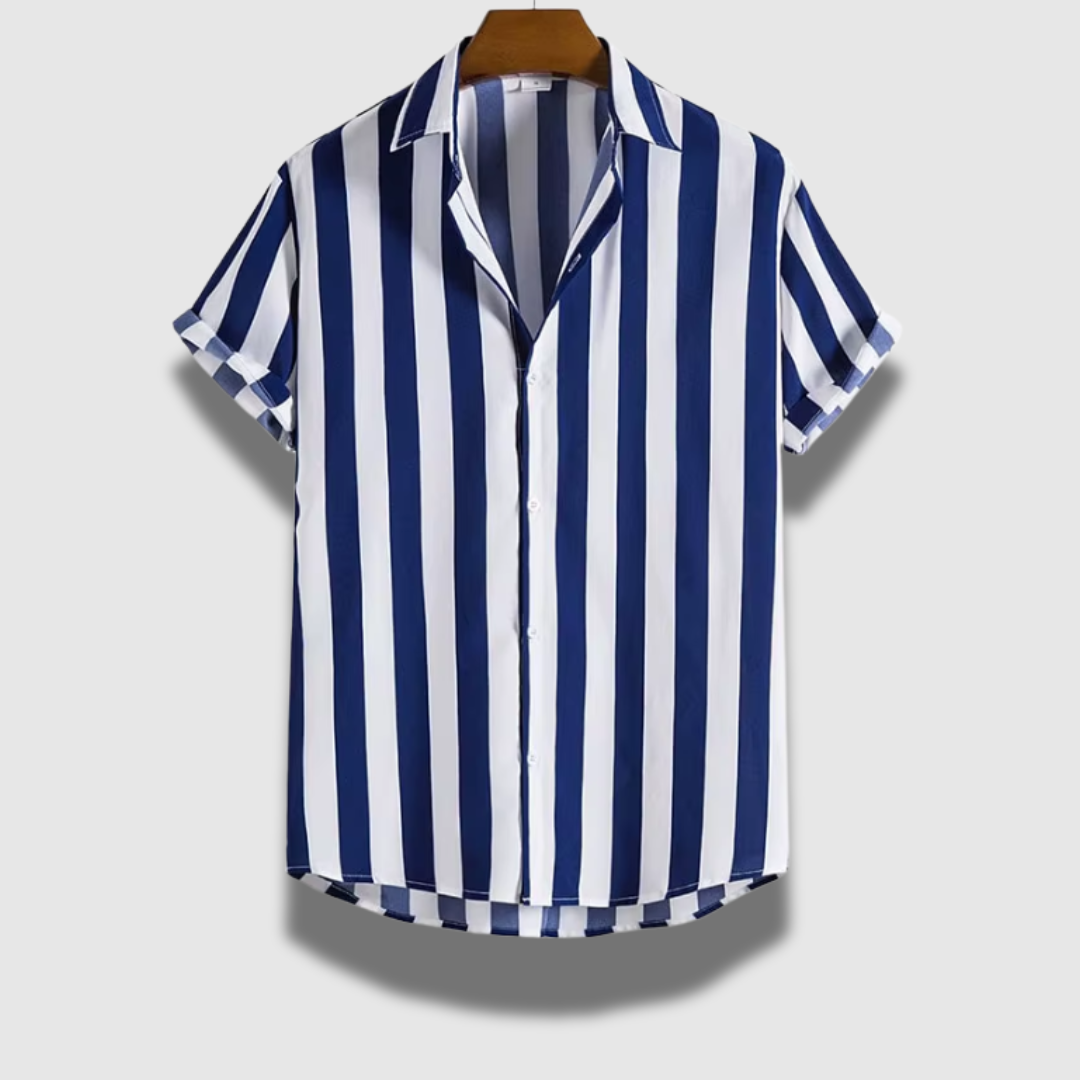 Camicia Uomo Classica Leggera Maniche Corte Rigata