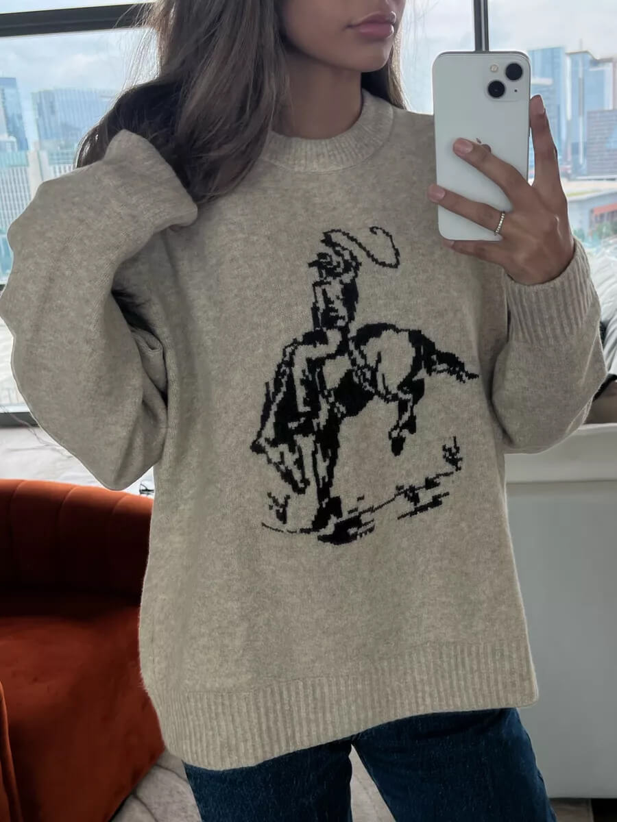Neon - Cowboy Grafik Rundhalspullover