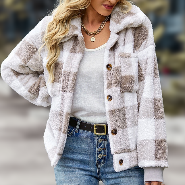 Nevaeh - Karierte Fleecejacke