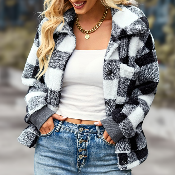 Nevaeh - Karierte Fleecejacke