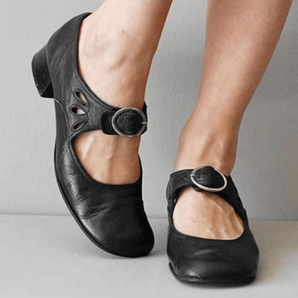 Damen-Sandalen aus PU-Leder zum Hineinschlüpfen