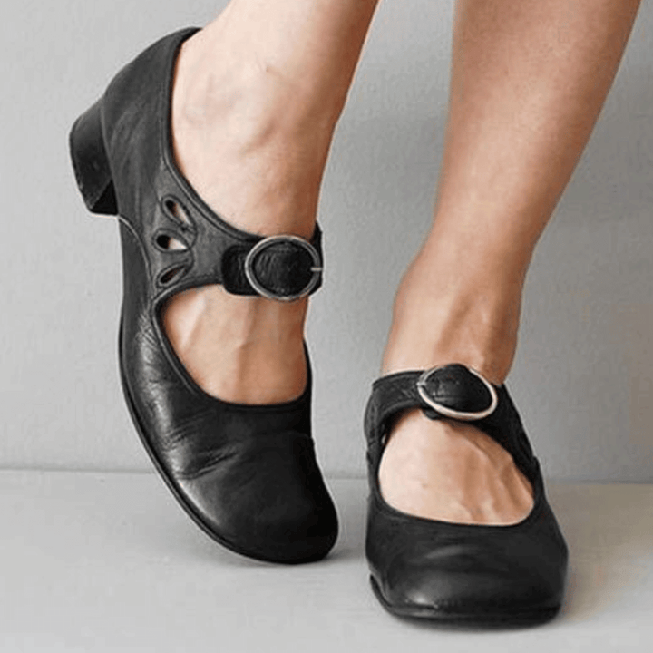 Damen-Sandalen aus PU-Leder zum Hineinschlüpfen
