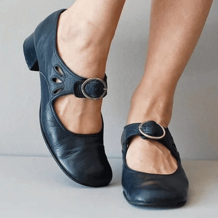 Damen-Sandalen aus PU-Leder zum Hineinschlüpfen