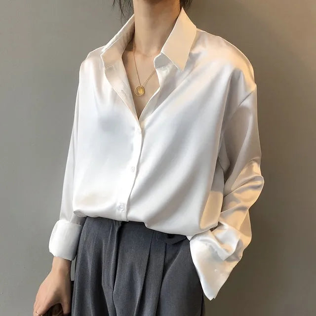 Damenbluse mit Kragen Langarm