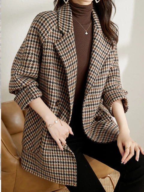 Pauline | Damen Kariertes Blazer-Jackett für den Frühling
