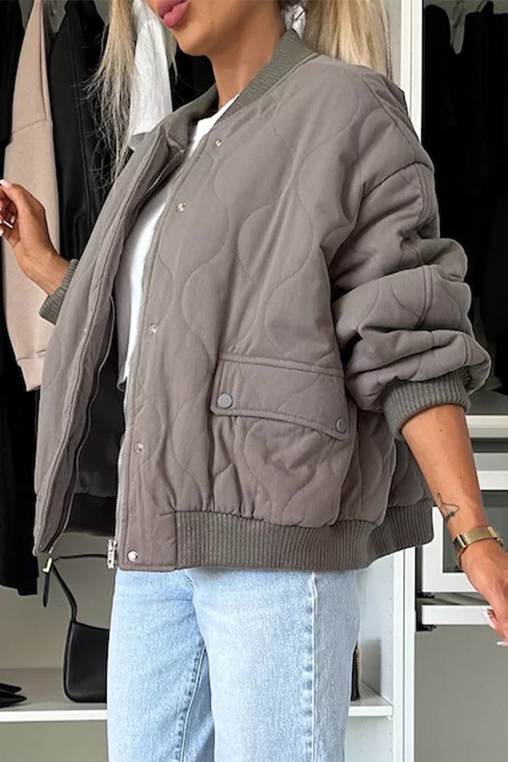 Nora - Einfarbige Jacke Mit Taschen Für Frauen