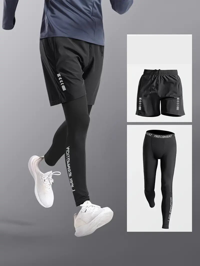 Sportset Herren 2-teilig Tights Shorts