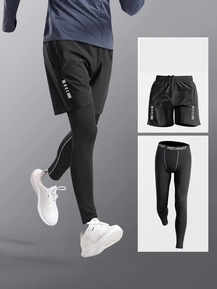 Sportset Herren 2-teilig Tights Shorts