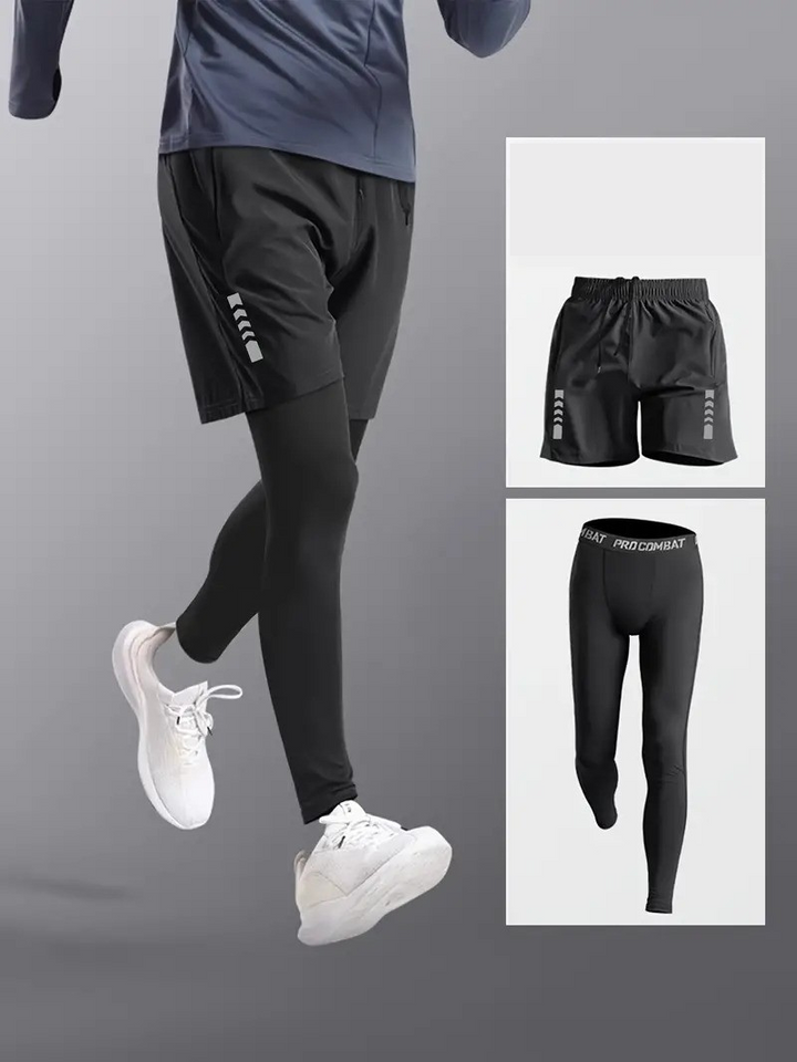 Sportset Herren 2-teilig Tights Shorts