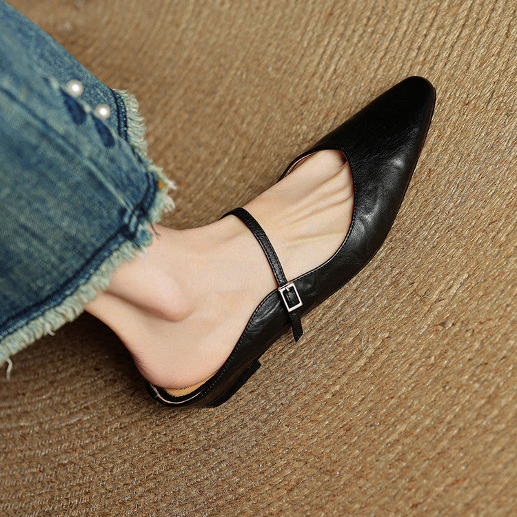 Damen-Pantoletten aus echtem Leder zum Hineinschlüpfen