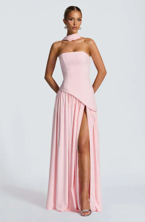 Damenkleid maxilang trägerlos