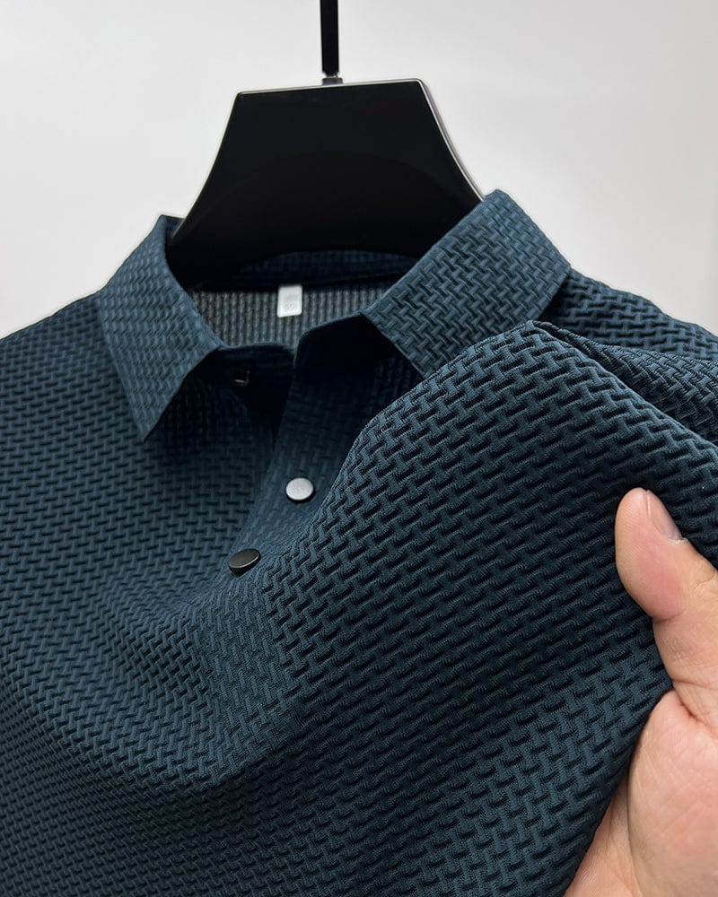 Thomas | Herren Klassische Passform Strukturiertes Polo-Shirt