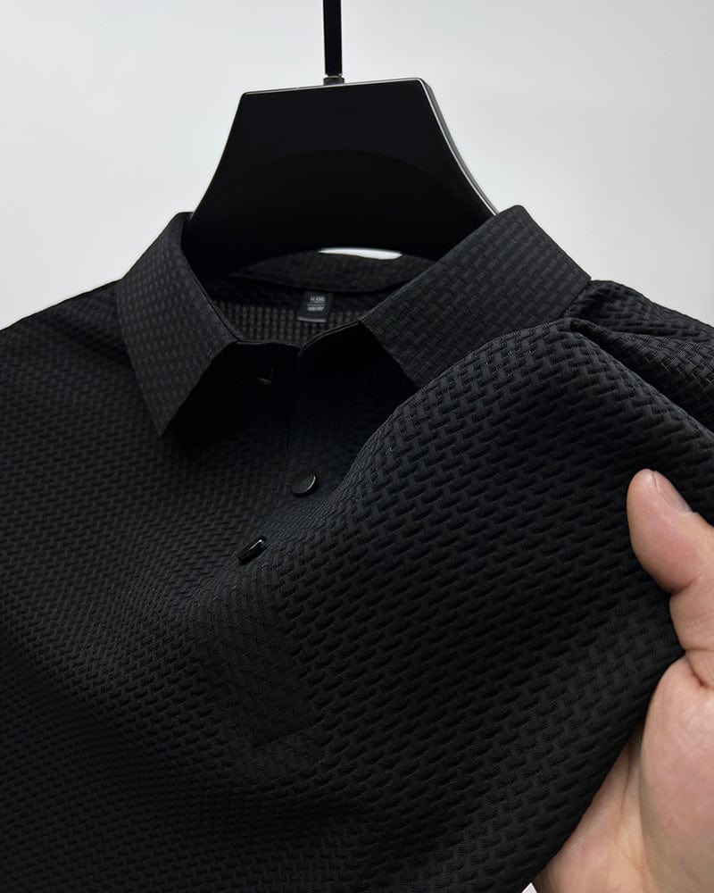 Thomas | Herren Klassische Passform Strukturiertes Polo-Shirt
