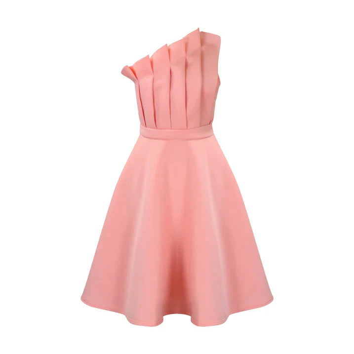 Sarah | Damen Schickes One-Shoulder-Kleid mit ausgestelltem Schnitt