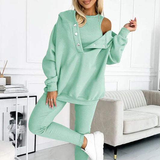 Damen 3-teiliges Loungewear-Set Hoodie