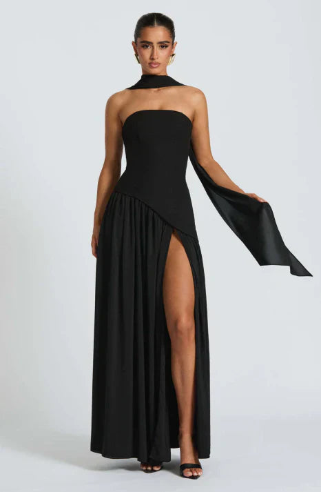 Damenkleid maxilang trägerlos