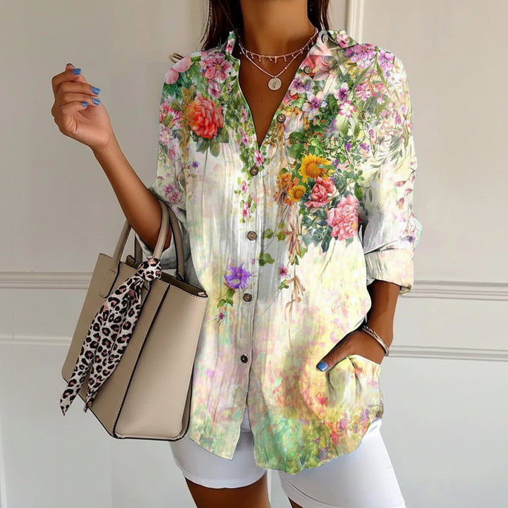 Elin Geometrische Bluse Damen – Knitterfrei & Stilvoll