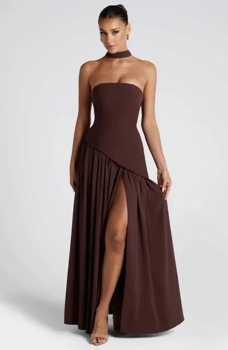 Damenkleid maxilang trägerlos