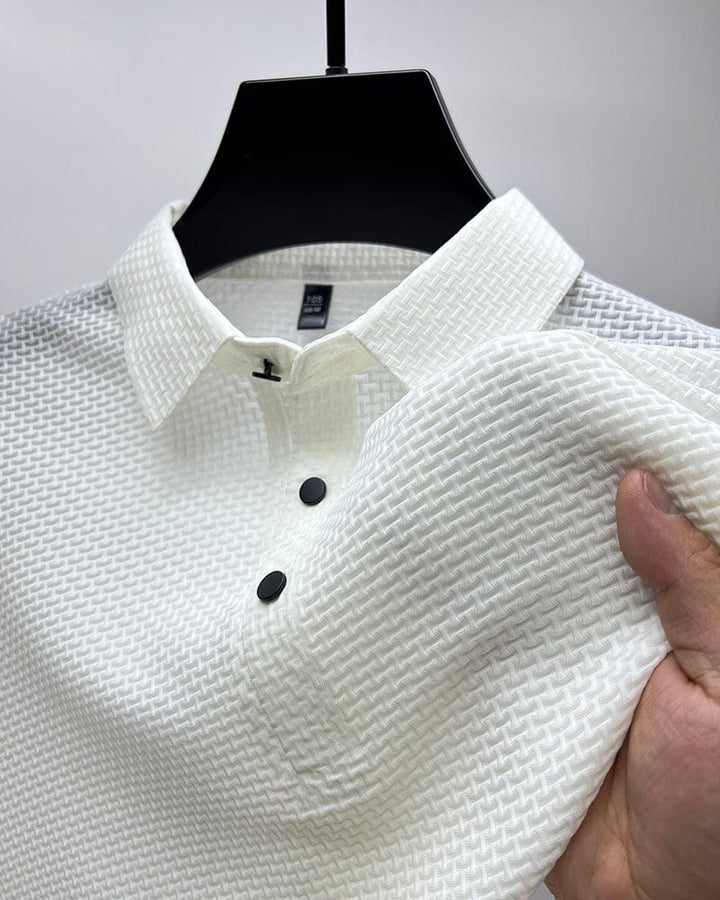 Thomas | Herren Klassische Passform Strukturiertes Polo-Shirt