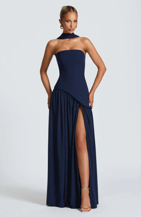 Damenkleid maxilang trägerlos