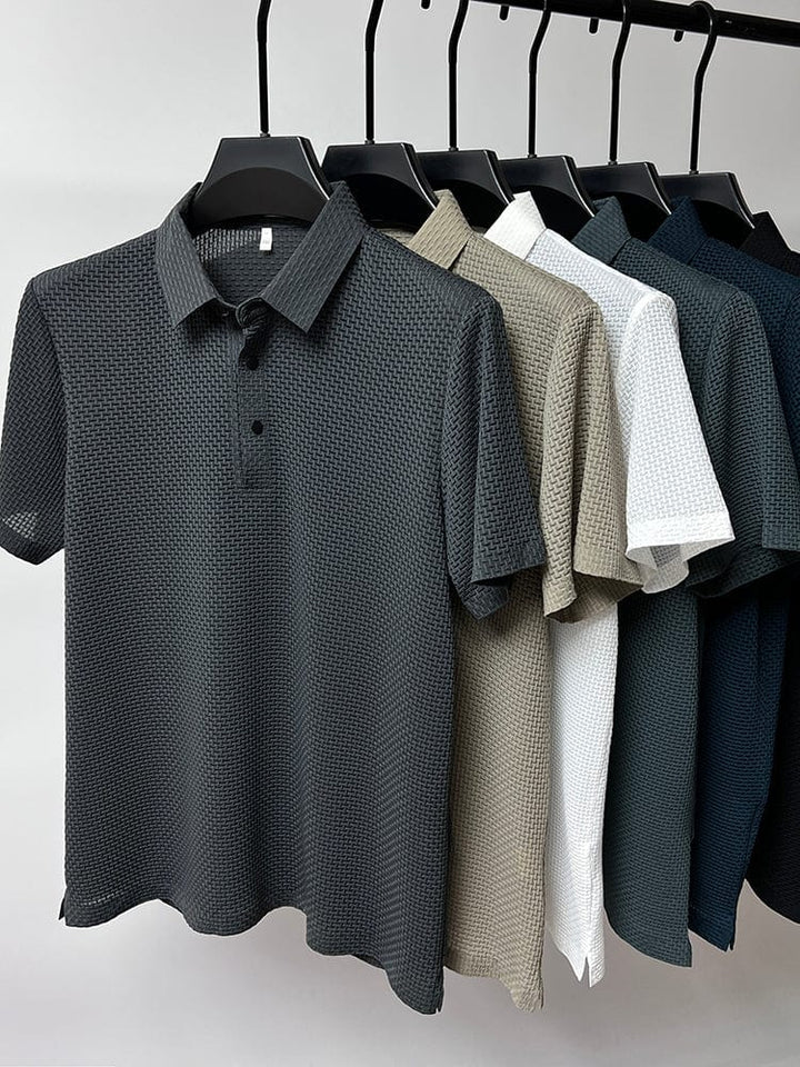 Thomas | Herren Klassische Passform Strukturiertes Polo-Shirt
