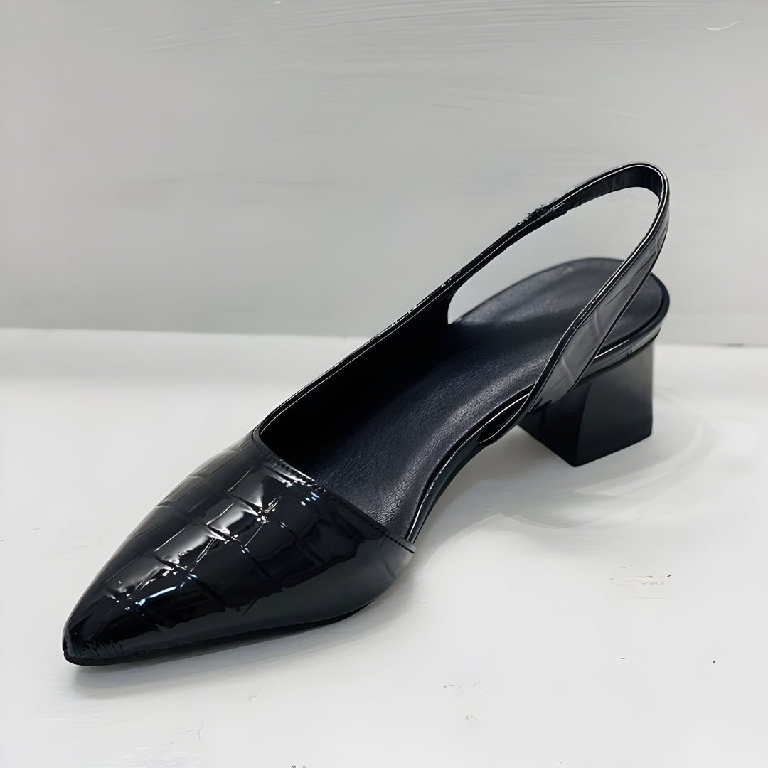 Bettina | Damen Spitz zulaufende Schuhe mit Blockabsatz