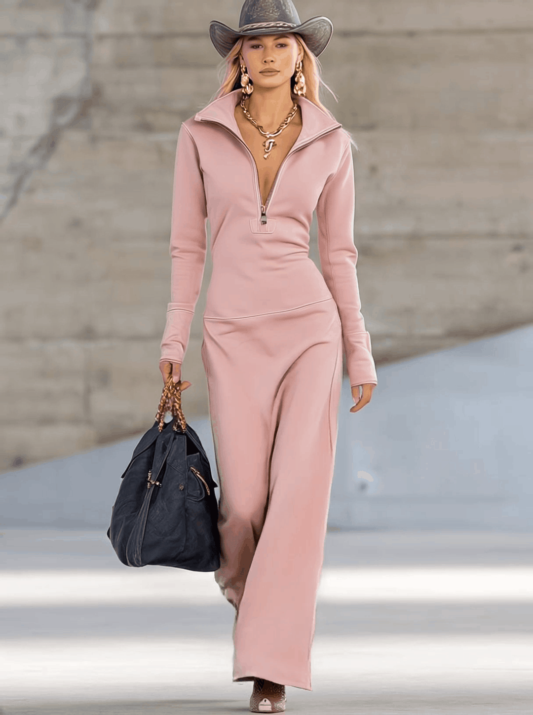 Lena – Eleganter Damen-Jumpsuit mit Reißverschlusskragen