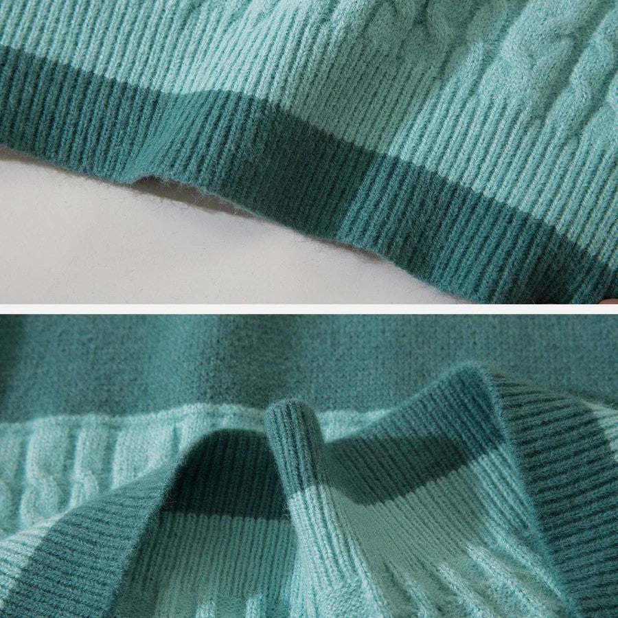 Odessa - Zopfmusterpullover mit pastellfarbenem Wolkenmotiv