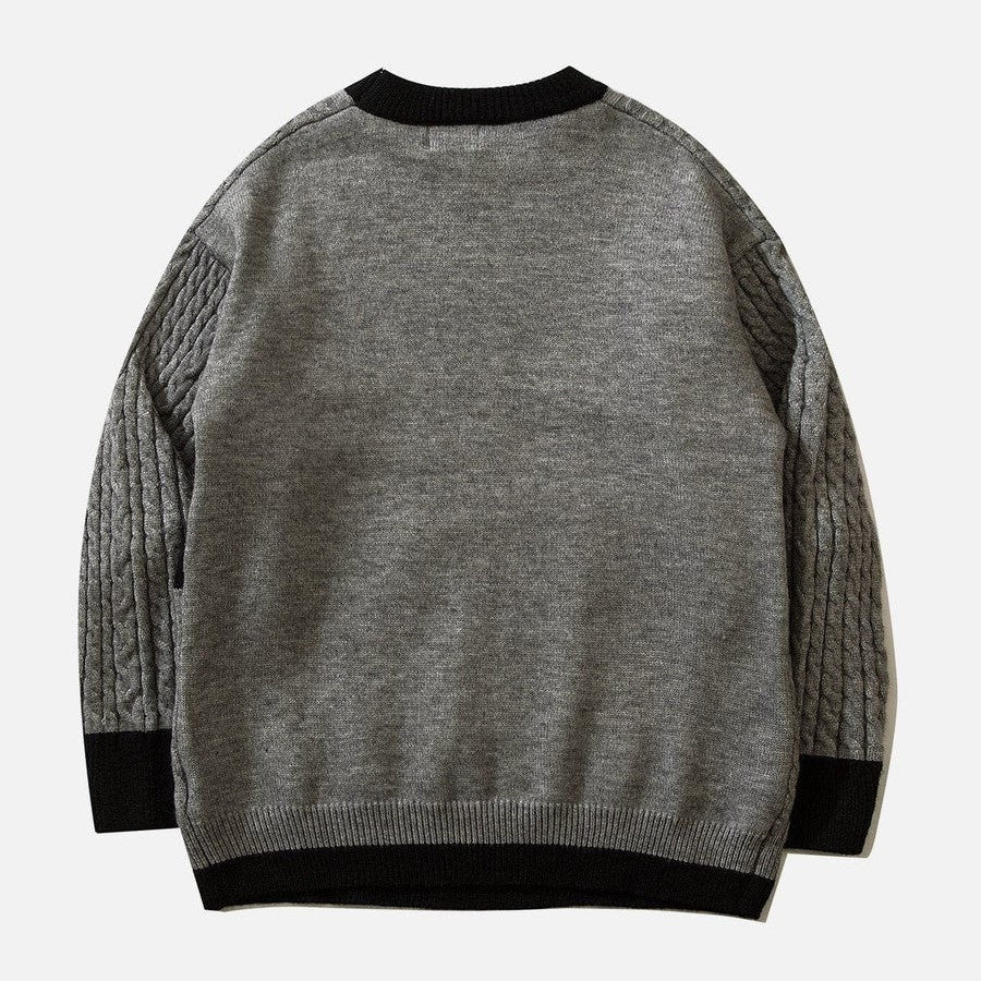 Odessa - Zopfmusterpullover mit pastellfarbenem Wolkenmotiv