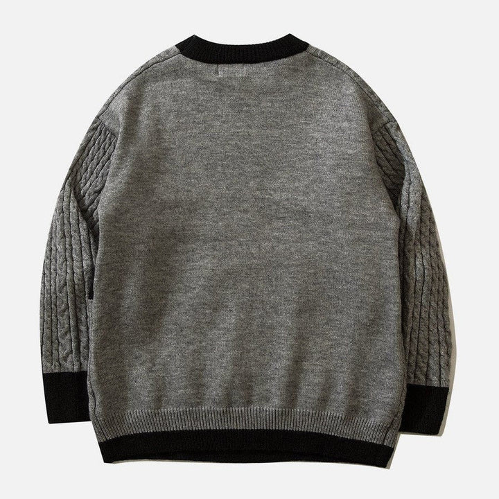 Odessa - Zopfmusterpullover mit pastellfarbenem Wolkenmotiv