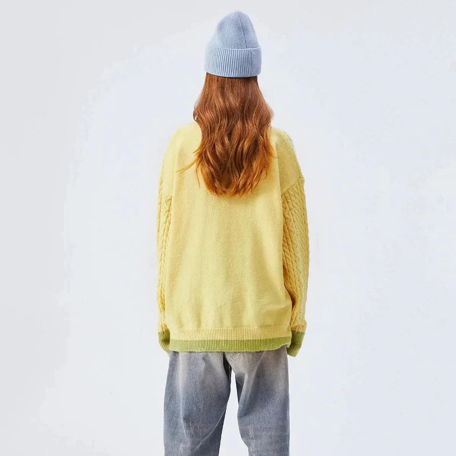 Odessa - Zopfmusterpullover mit pastellfarbenem Wolkenmotiv