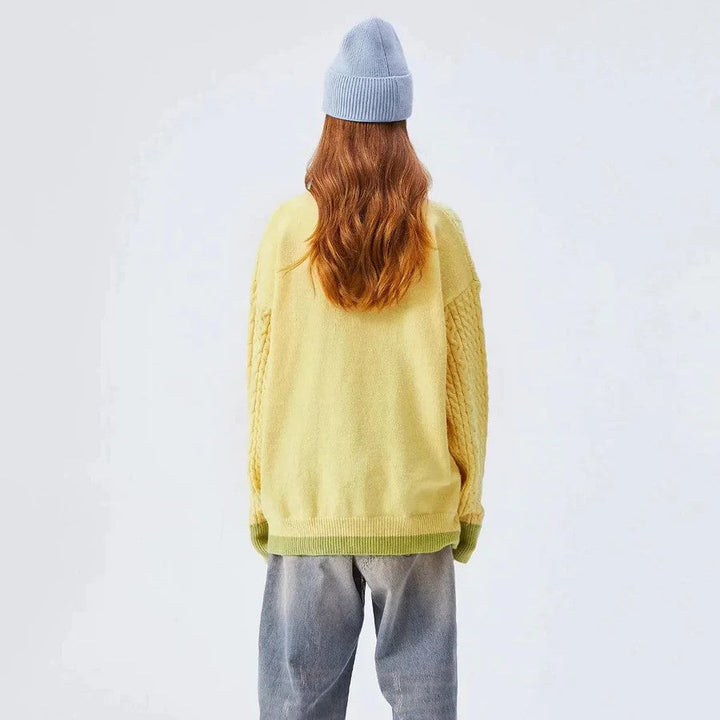 Odessa - Zopfmusterpullover mit pastellfarbenem Wolkenmotiv