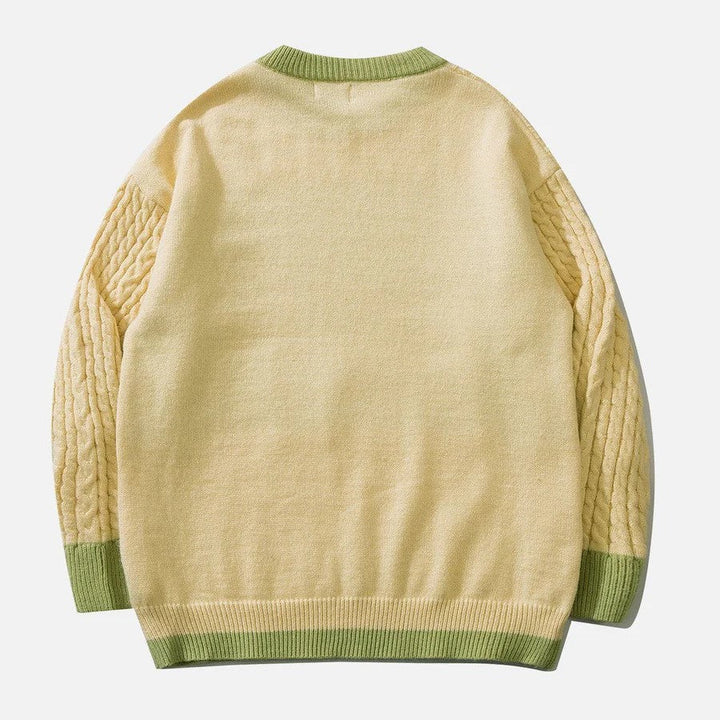 Odessa - Zopfmusterpullover mit pastellfarbenem Wolkenmotiv