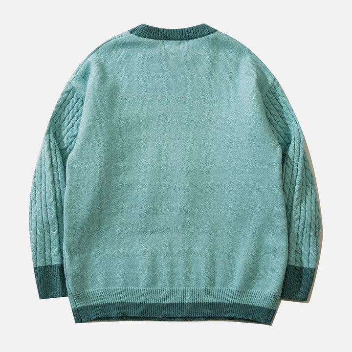 Odessa - Zopfmusterpullover mit pastellfarbenem Wolkenmotiv