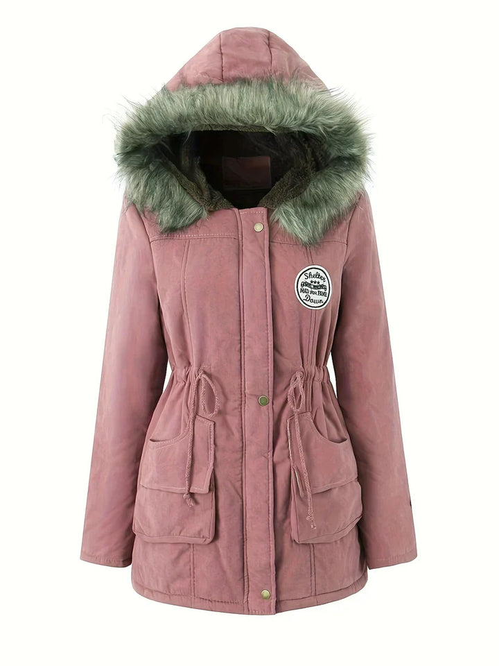 Olive - Elegante Fleece Parka Winterjacke
