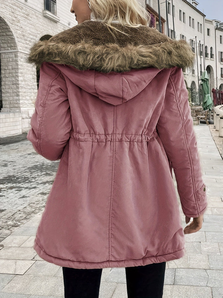 Olive - Elegante Fleece Parka Winterjacke