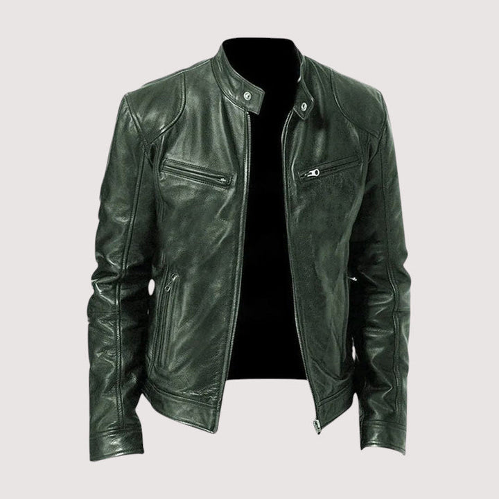 Herren-Lederjacke mit Stehkragen